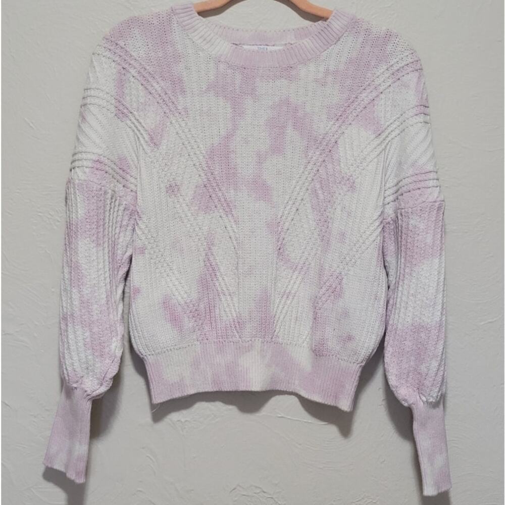 Time & Tru Women's Medium Lilac Tie-Dye Cotton Ribbed Sweater